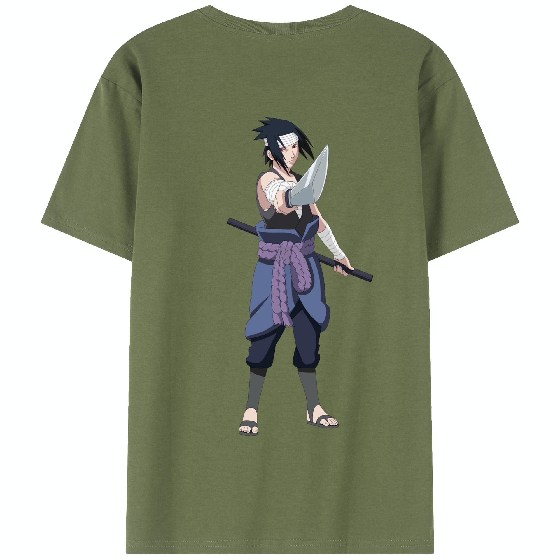 （画像用） NARUTO -ナルト- うちは サスケ Uchiha Sasuke 綿100％半袖Tシャツ（背面プリント）